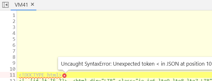 SyntaxError: Unexpected token < in JSON at position 10